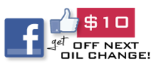 like us on Facebook, have oil change specials